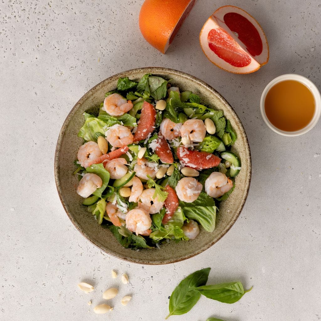 Poached Prawns and Grapefruit Salad