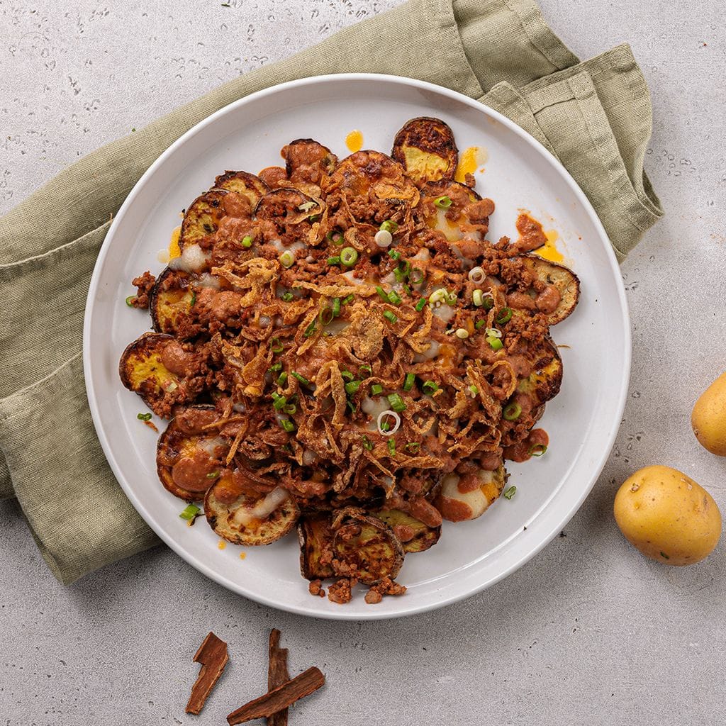 لحم مع رقائق البطاطس