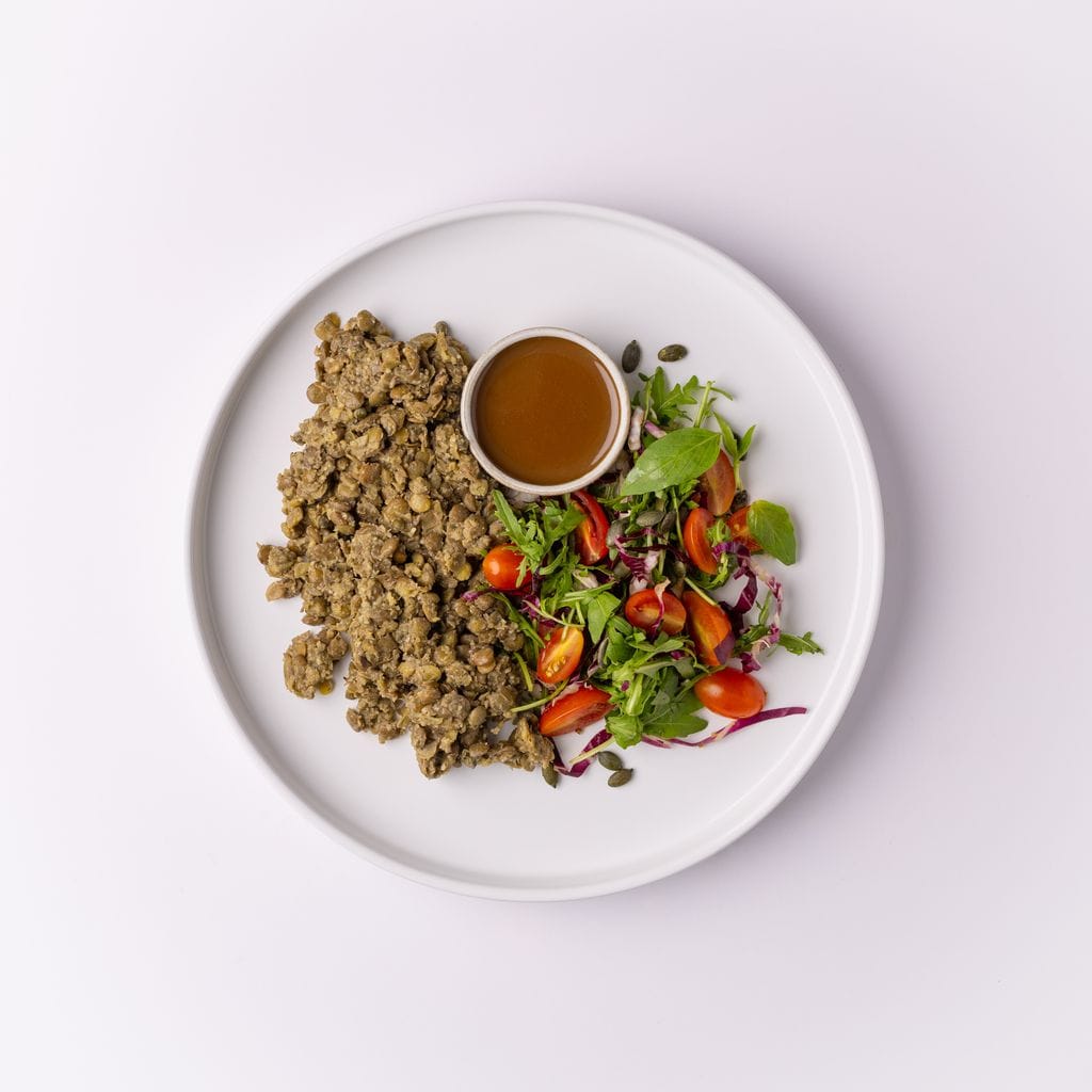 Olive and Almond Pesto Lentils