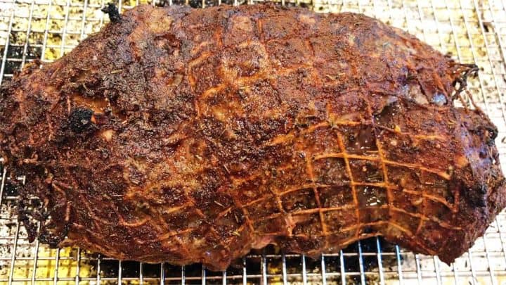 The pork roast is fully cooked.