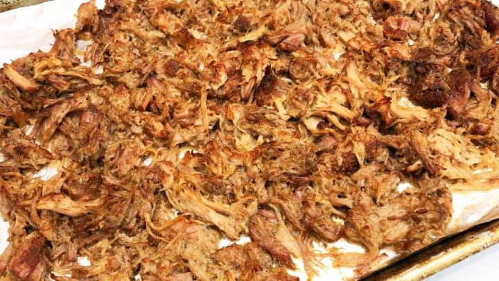Broiling the carnitas.