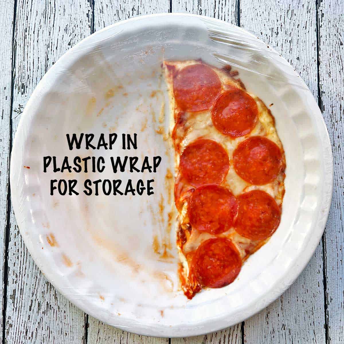 Pizza dip leftovers were wrapped in cling wrap.
