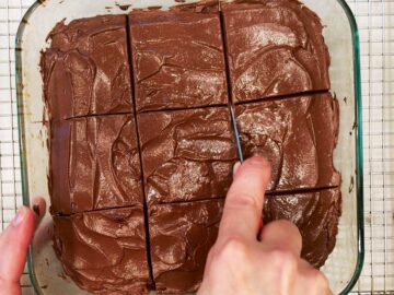 Cutting the cake.