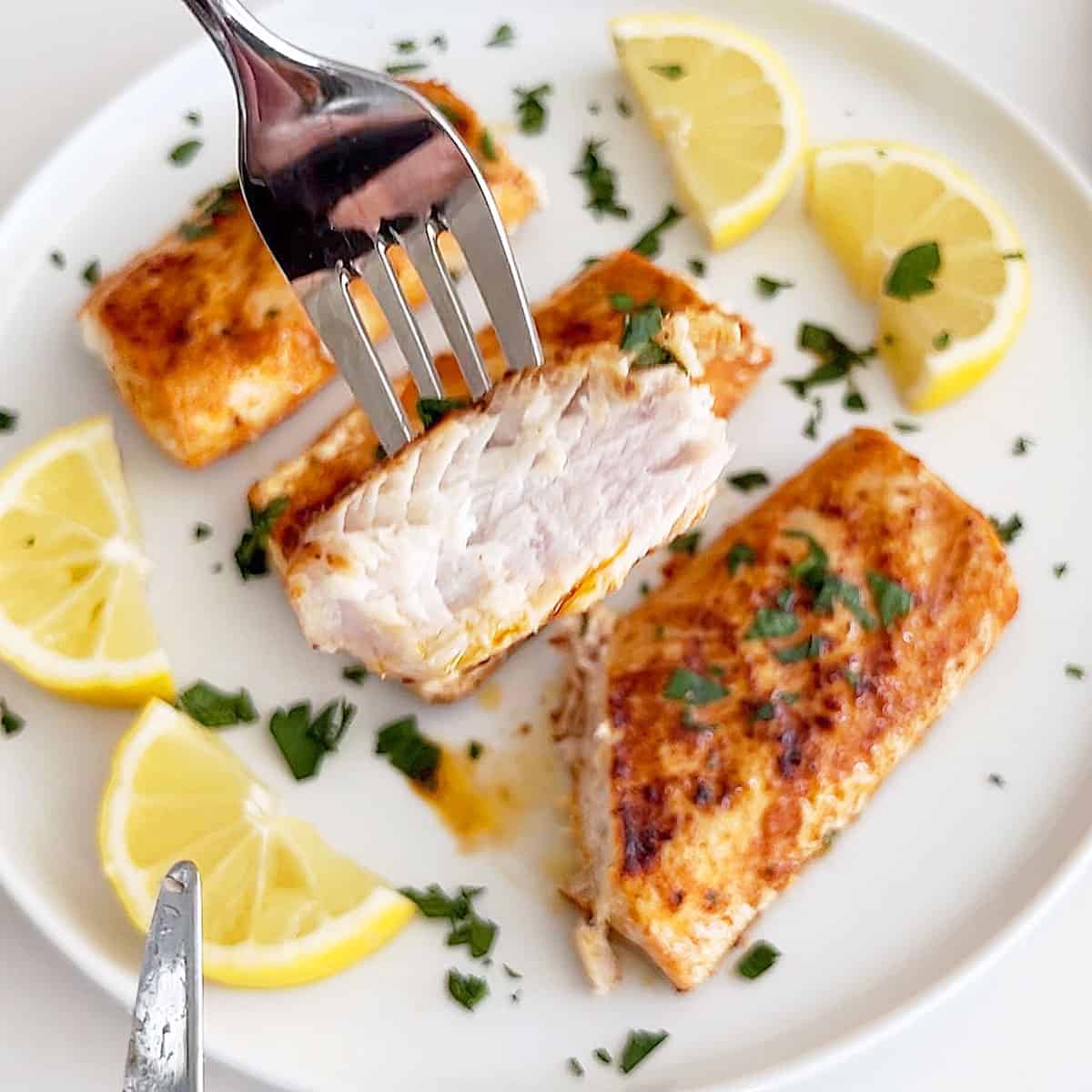 A look at the inside of a grilled mahi mahi.