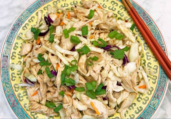 Serving Chinese chicken salad.