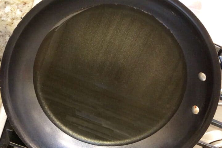 Oil in skillet.