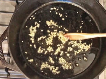 Cooking the garlic.