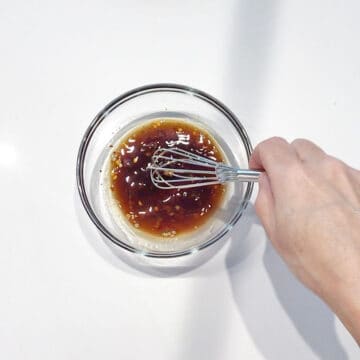 Mixing the sauce.
