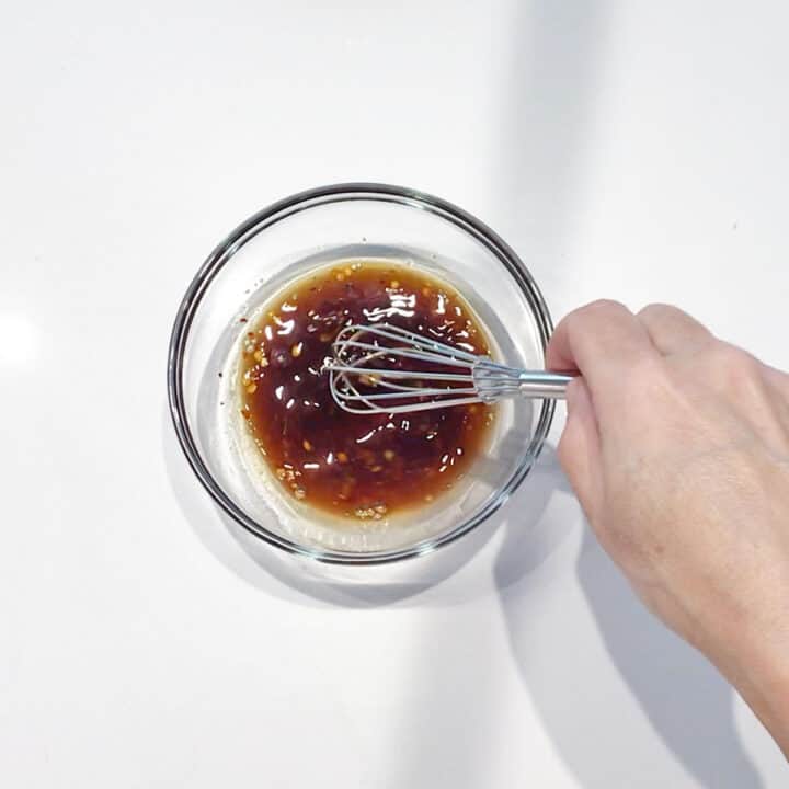 Mixing the sauce.