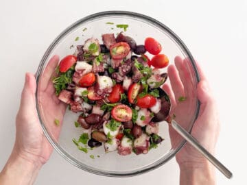The salad is ready.