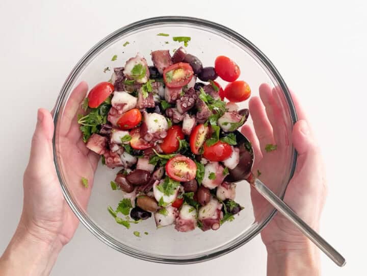 The salad is ready.
