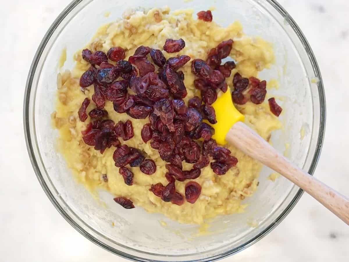 Adding cranberries.