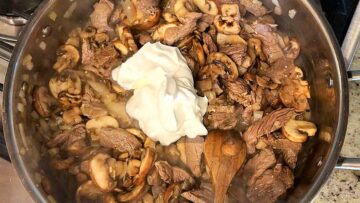Adding sour cream.