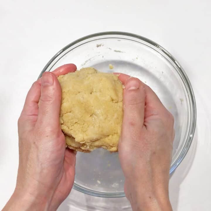 Kneading the dough.