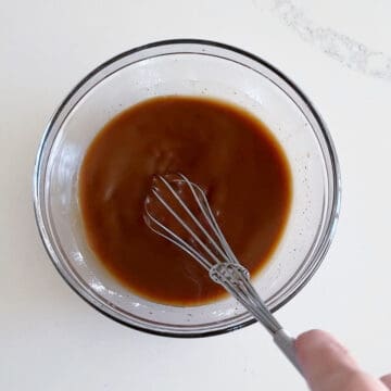 Mixing the sauce.