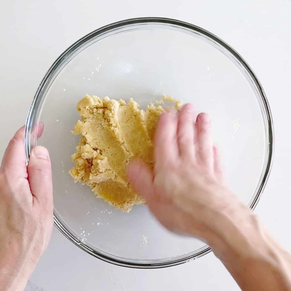 Kneading the dough.