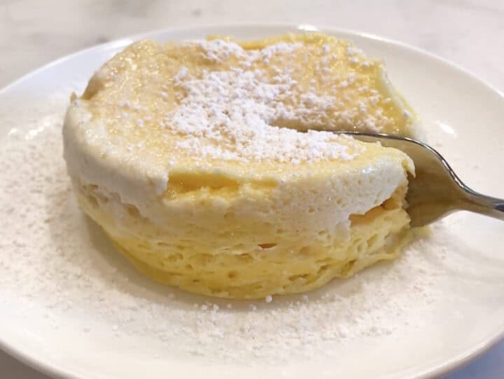 The cake is served.