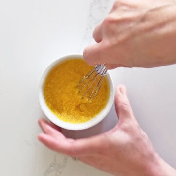 Mixing the batter.