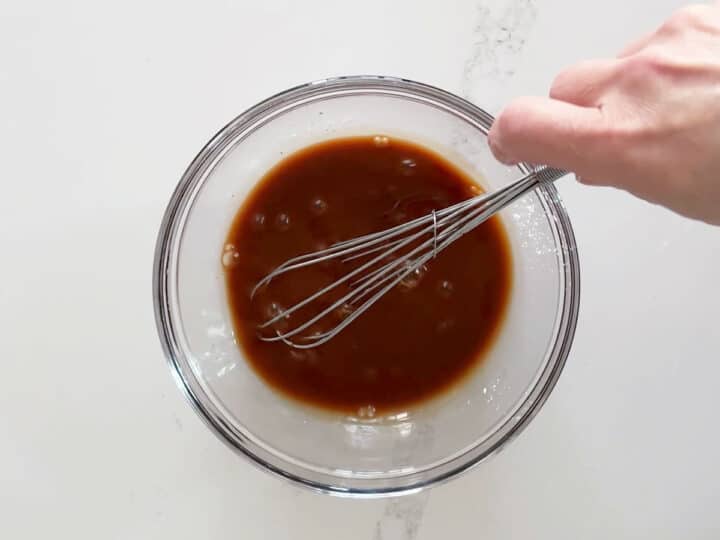 Mixing the sauce.